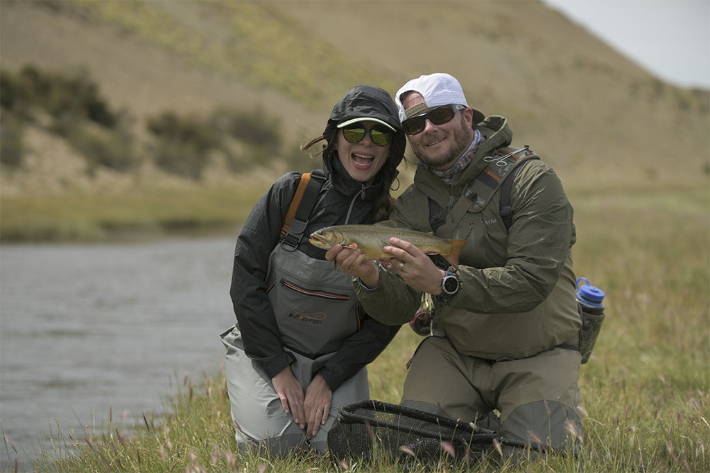 A client is happy to have caught a fish