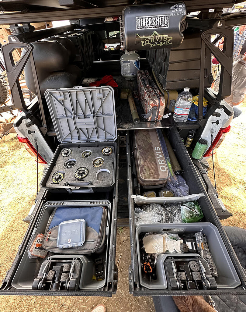 Drawer System containing D-Box with Custom Foam and other DECKED organizers