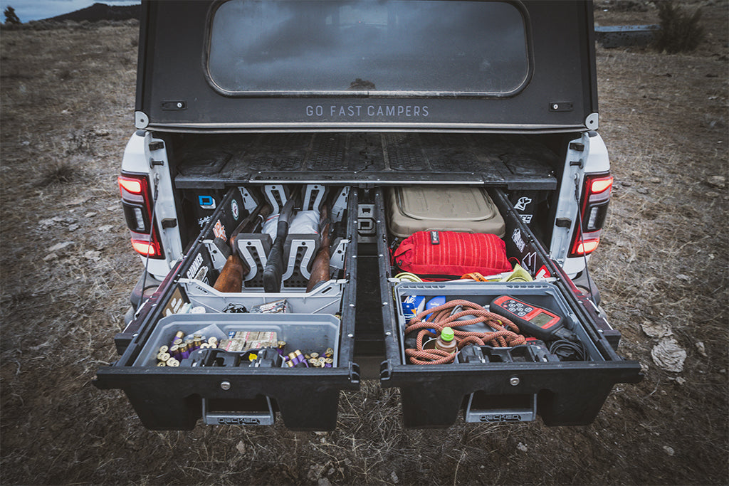 The DECKED Drawer System is accessible by simply dropping the tailgate