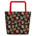 Tattoo Pups on Black Tote Bag with Pocket