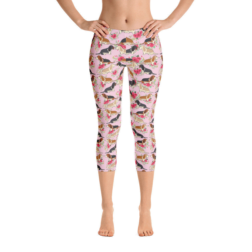 Floral Basset Hound Capri Leggings – Babalus By Lucy