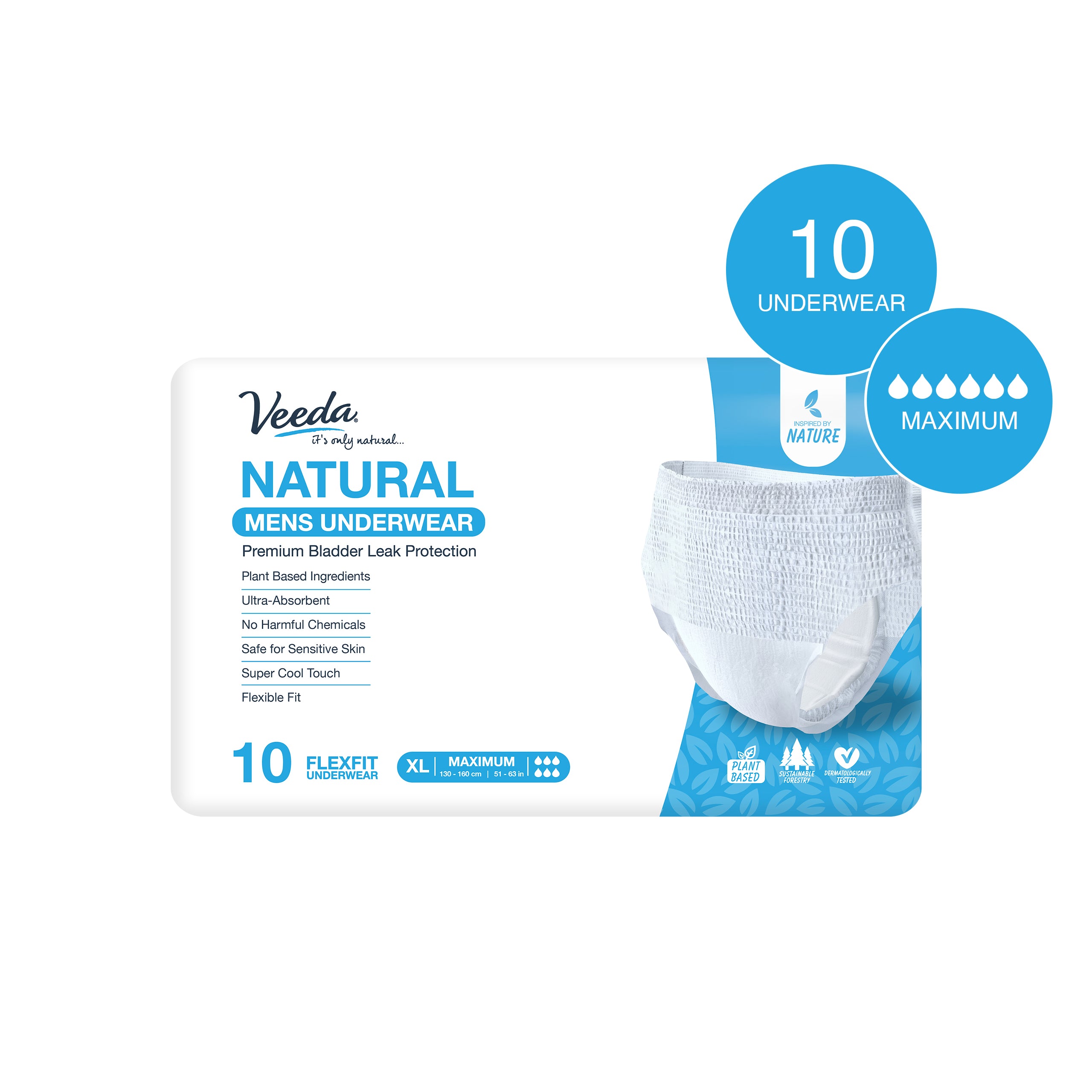 VEEDA Natural Womens Underwear Premium Bladder Leak Protection FLEXFIT  Large