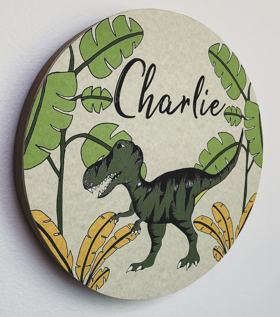 Personalised Wooden Dinosaur Plaque - Tyrannosaurus Rex | Dino Raw