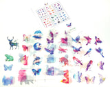 watercolour animals pretty sticker sheets stickers birds butterflies cute kawaii stationery store uk