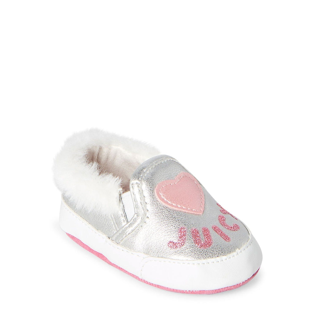 silver baby shoes