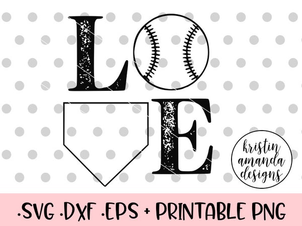 Download Love Baseball Distressed SVG DXF EPS PNG Cut File • Cricut ...