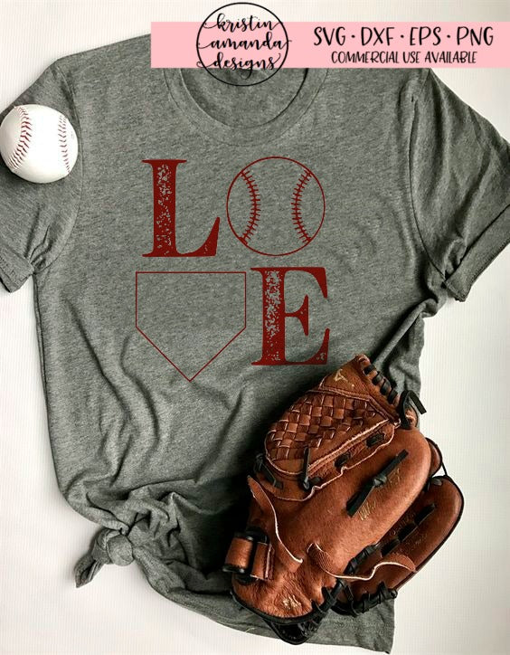 Download Love Baseball Distressed SVG DXF EPS PNG Cut File • Cricut ...