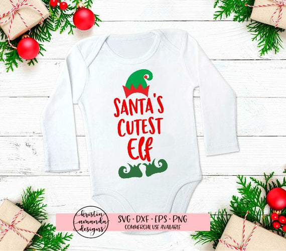 Download Santa S Cutest Elf Christmas Svg Dxf Eps Png Cut File Cricut Silho Kristin Amanda Designs