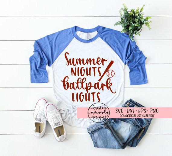 Download Summer Nights And Ballpark Lights Svg Dxf Eps Png Cut File Cricut Kristin Amanda Designs