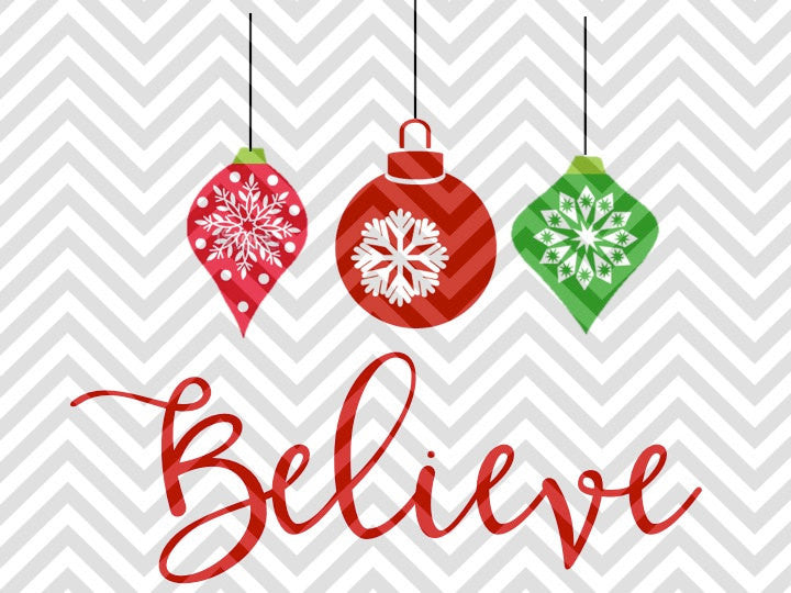 Download Believe Hanging Christmas Ornaments SVG and DXF Cut File ...