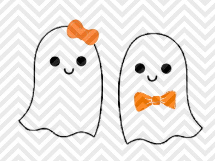 Download Cute Ghost Halloween Girl Boy Bowtie Bow SVG and DXF Cut ...