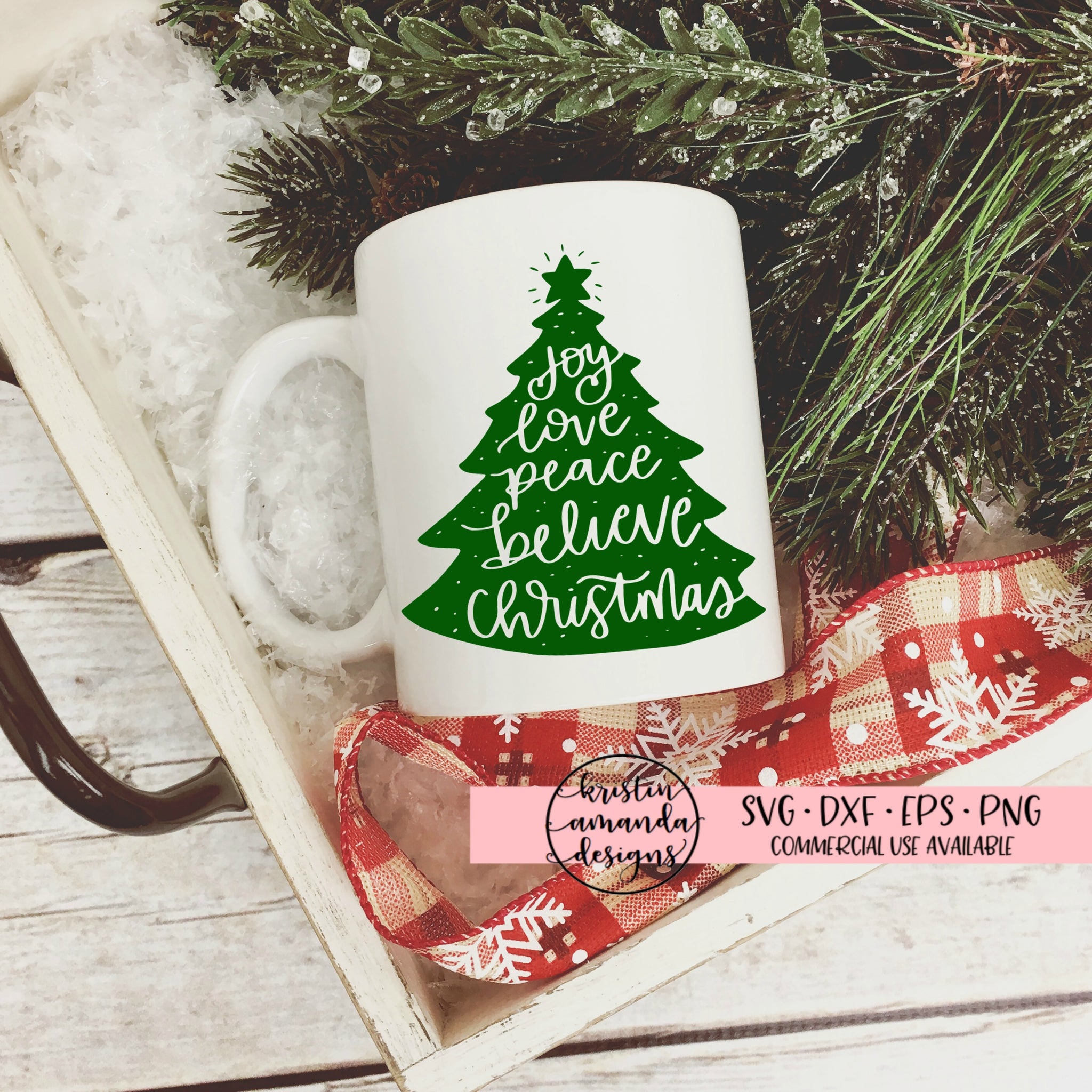 Download Joy Peace Believe Christmas Tree Svg Dxf Eps Png Cut File Cricut S Kristin Amanda Designs