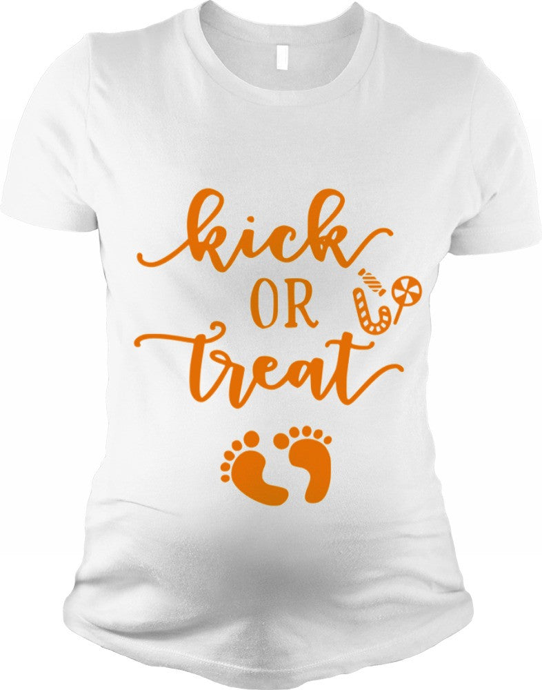 Download Kick or Treat Halloween Pregnancy Announcement Shirt SVG ...