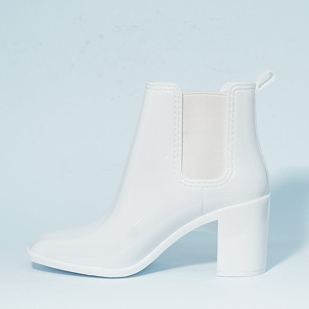 white rain booties