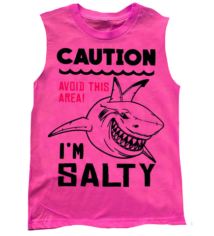 SW-Salty Shark Muscle Tank, Neon Pink (Toddler, Youth)
