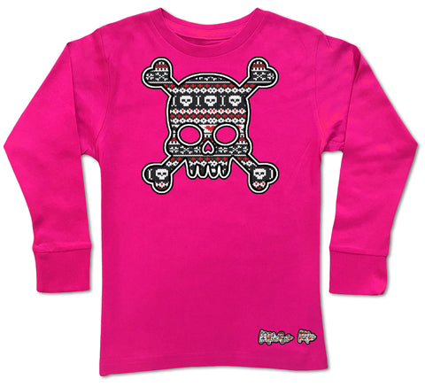 SKULL SWEATER Long Sleeve Shirt,  Hot Pink (Infant, toddler, youth, adult)