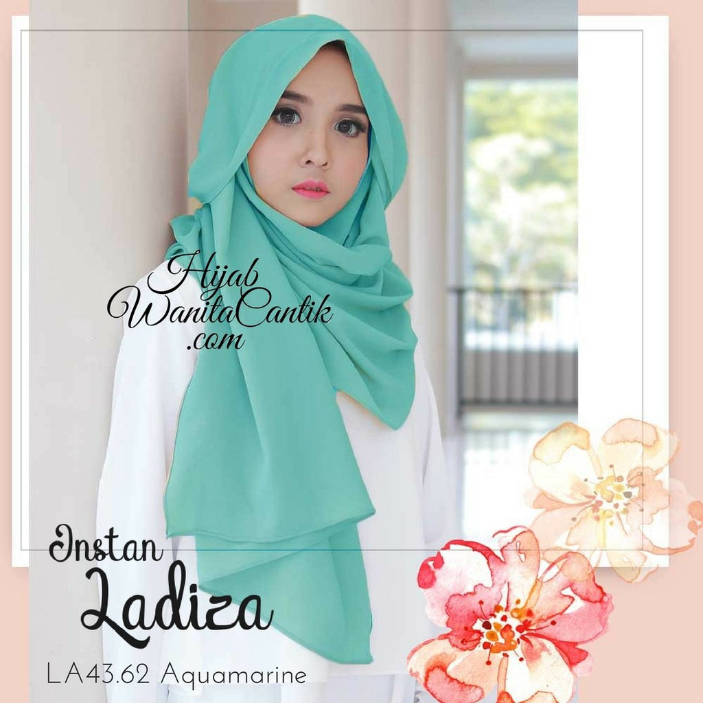 Pashmina Instan Ladiza LA4362 Aquamarine Hijab Wanita Cantik