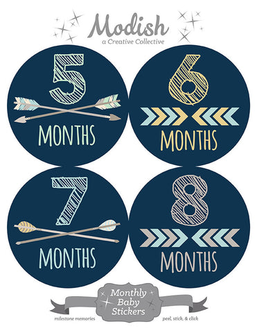 Tribal Arrows Baby Boy Month Stickers Modish Labels