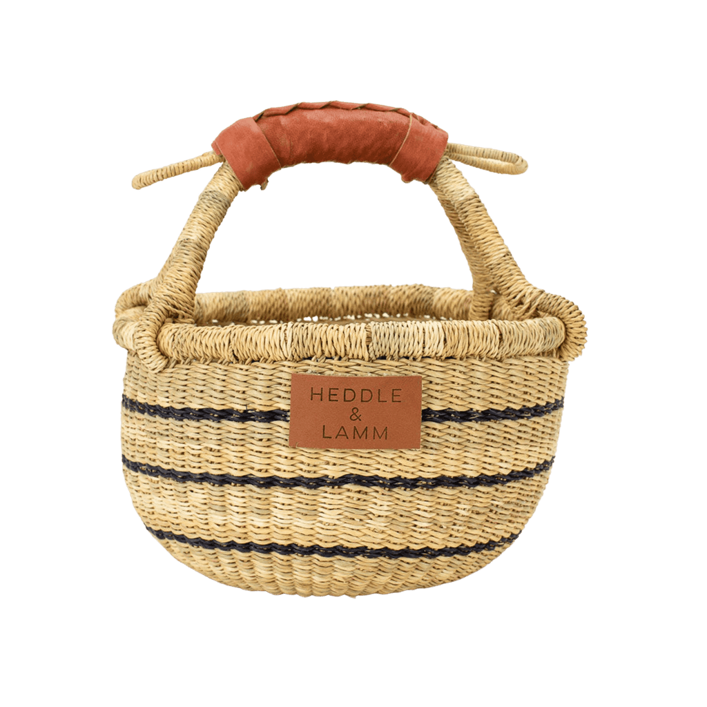 Handmade French Market Basket with Double Leather Handles – Asher + Rye