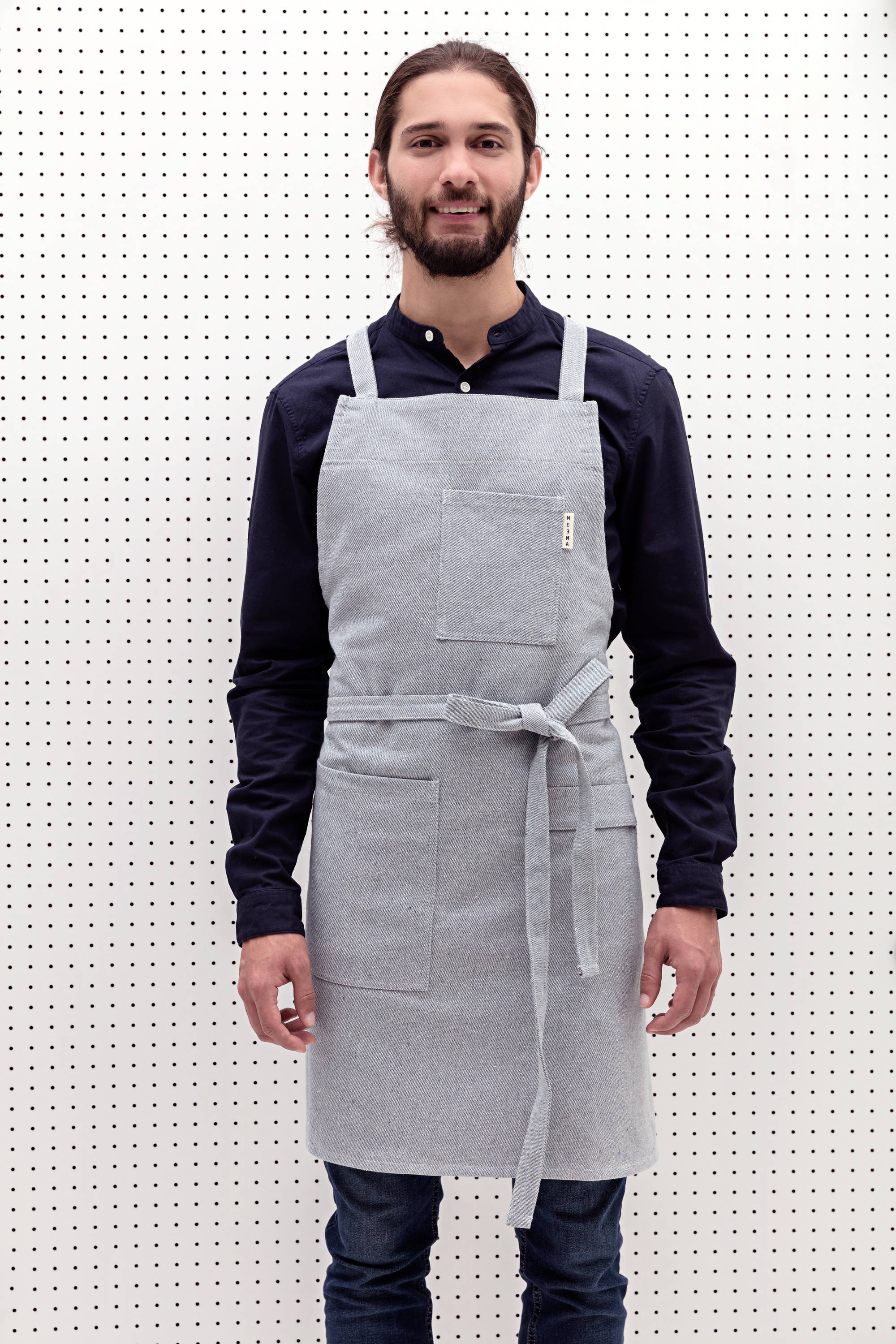 Blue Crossback Bib Apron