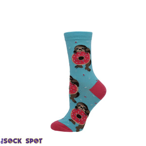 Snackin' Sloth Women's Socks in Blue by Sock it to Me - The Sock Spot