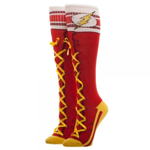 DC Comics Flash Lace-Up Knee High Socks - The Sock Spot