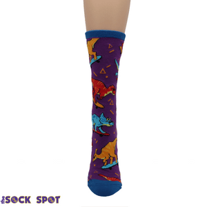 Skate or Dinosaur Women's Socks in Blue by SockSmith - The Sock Spot
