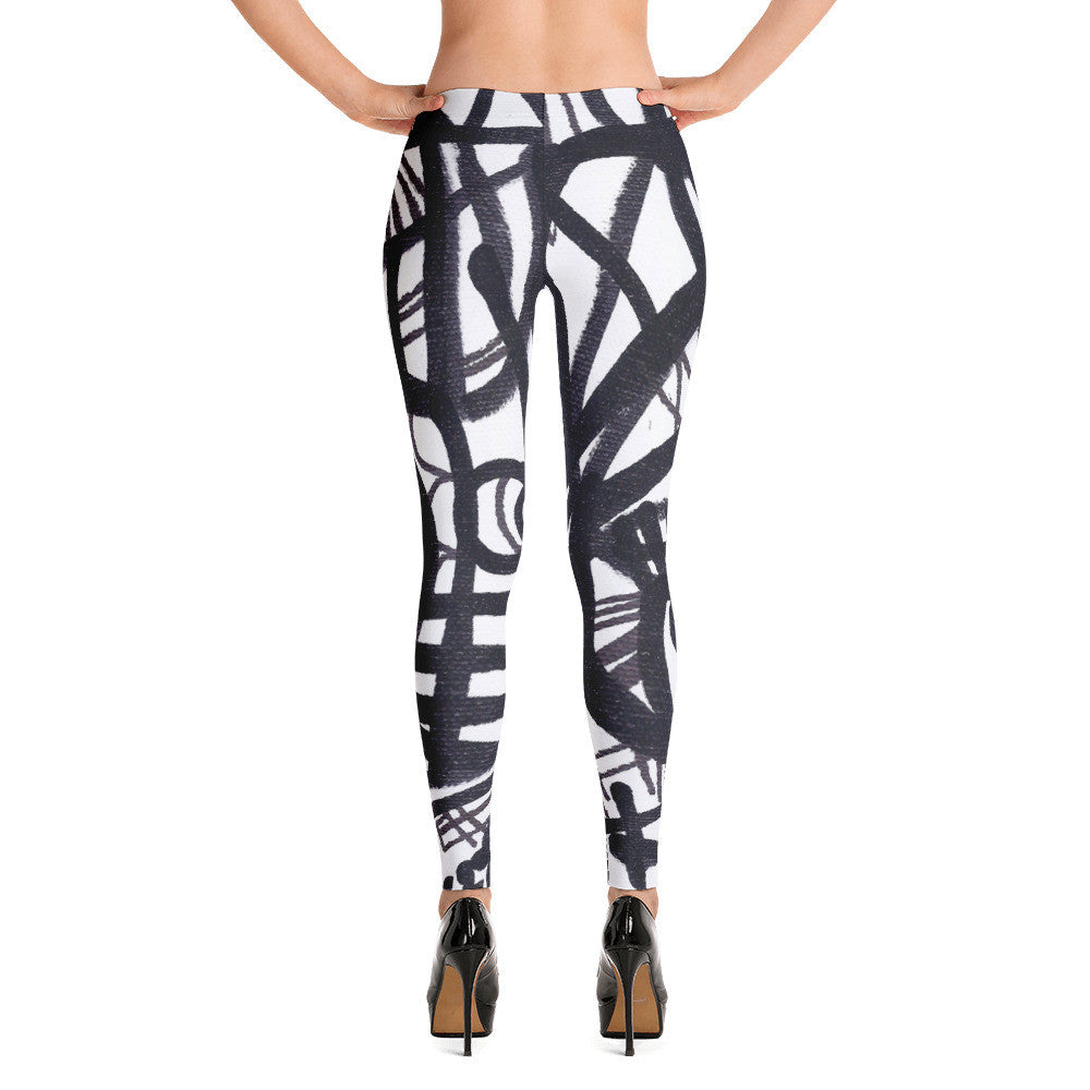 11 Lines Black and White RegiaArt - Leggings, polyester, spandex – REGIAART