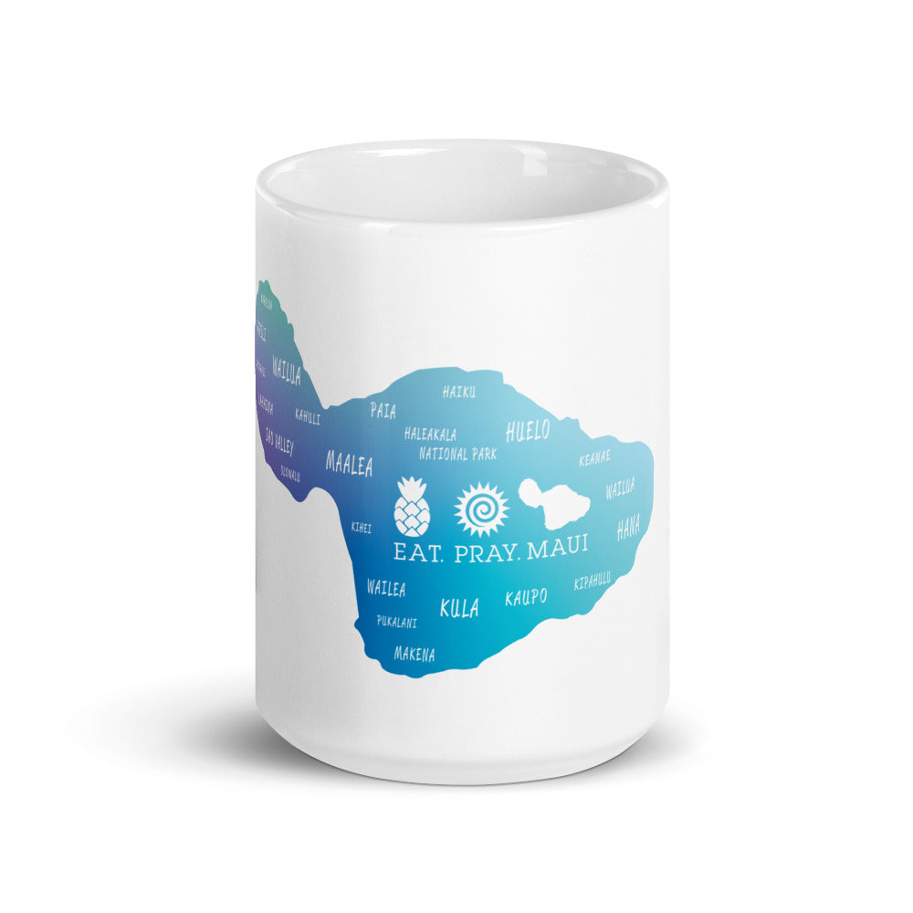 White glossy mug - Maui Map Design