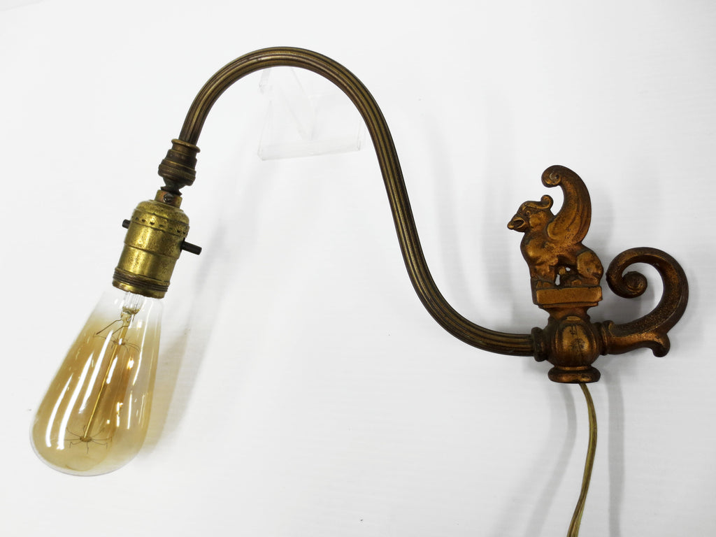 Antique Victorian Bridge Arm For Floor Lamp Cast Iron Gargoyle