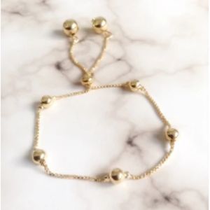 Adjustable Bolo bracelet gold ball toggle slide chain