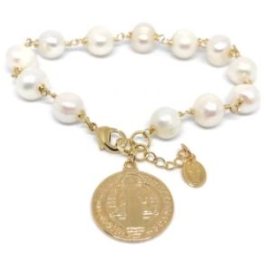 Fresh Water Pearls Adjustable Saint Benedict Bracelet