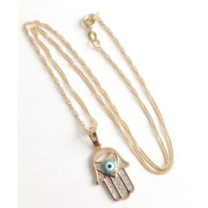 Hamsa Necklace Gold Hand of Fatima Necklace