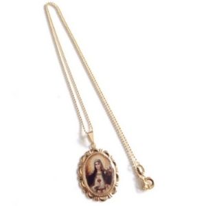 Immaculate Heart of Mary, Medal Gold Virgin Mary Necklace