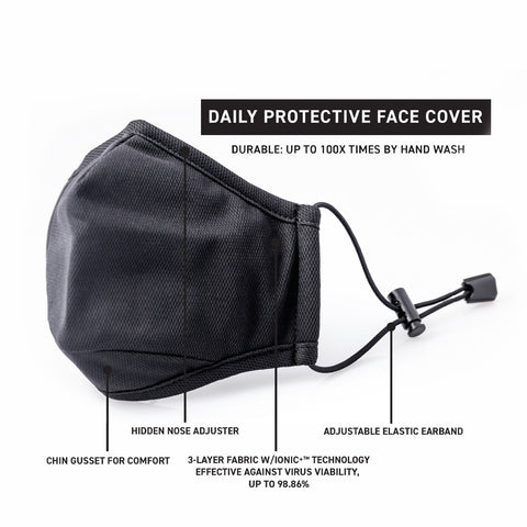 Washable Black Fabric Adjustable Adult Protective Face Mask With