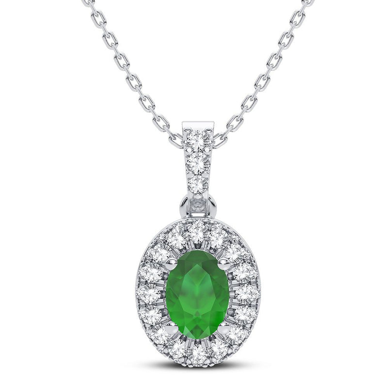 14K 0.35CT Diamond Emerald Pendant