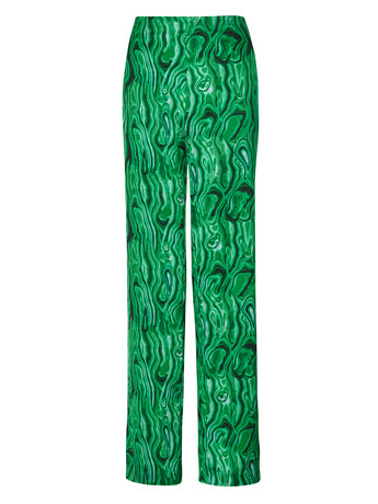 Anika green malachite print trousers