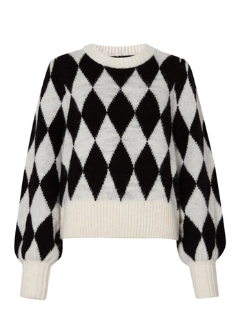 Elliott Black and White Diamond Checker Sweater