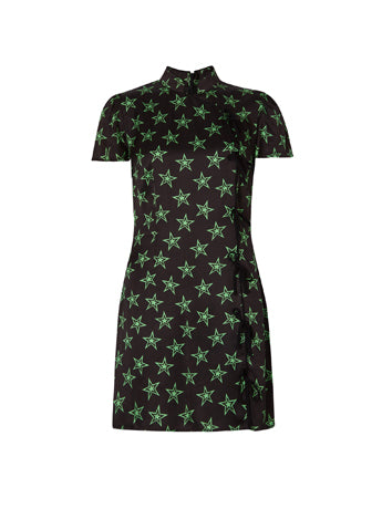 Harlow green retro star print mini dress