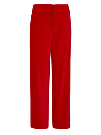 Janice Red Cotton Velvet Trousers