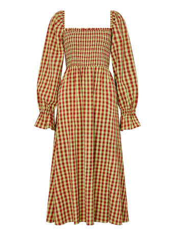 Jolene Green Check Seersucker Dress