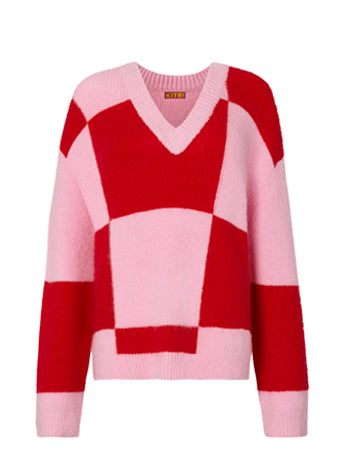 Maeby Checker V-Neck Sweater