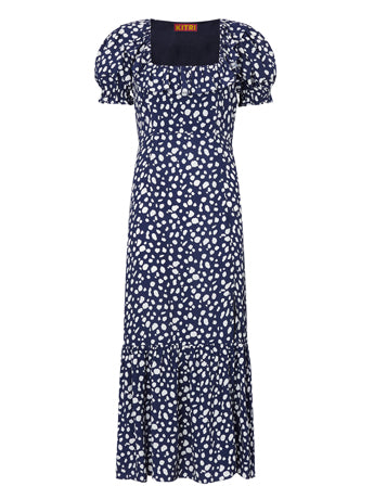 Prunella Navy Animal Spot Dress