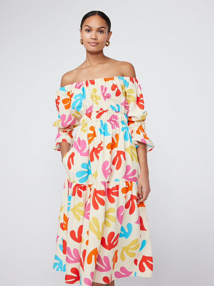 Margot Multi Leaf Print Midi Dress | KITRI Studio