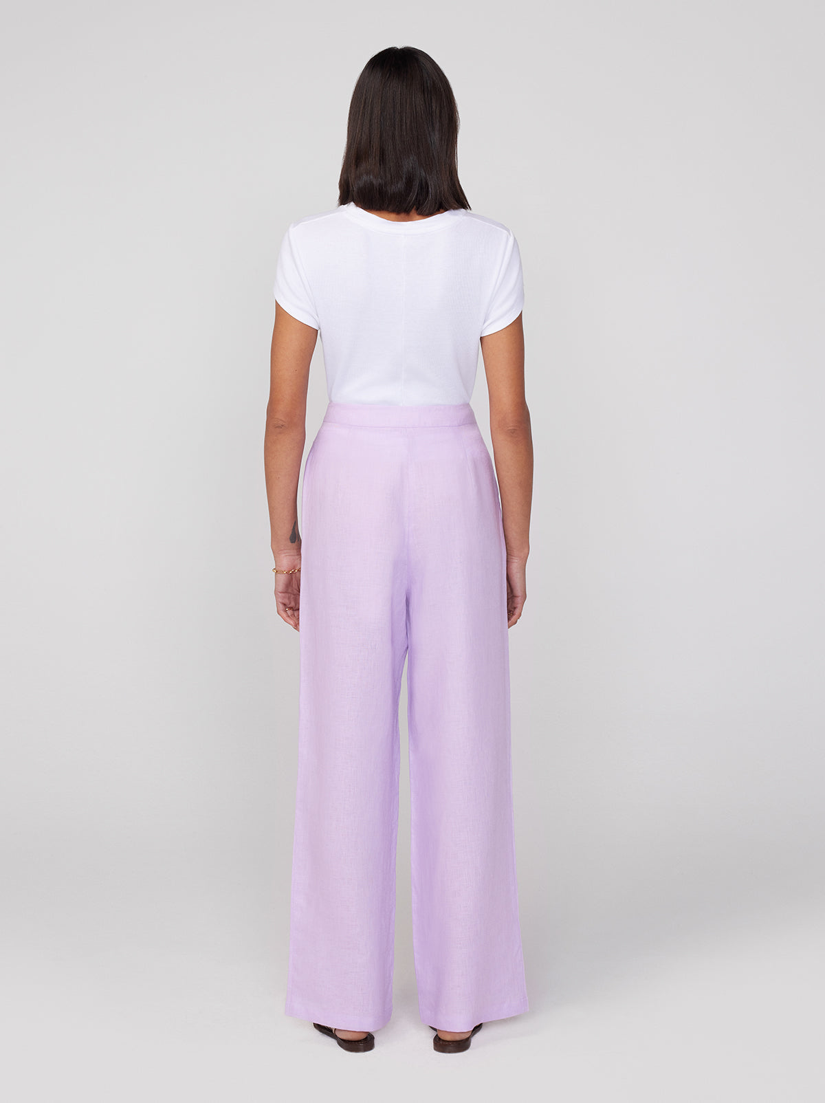 Phoenix Lilac Linen Wide Leg Trousers