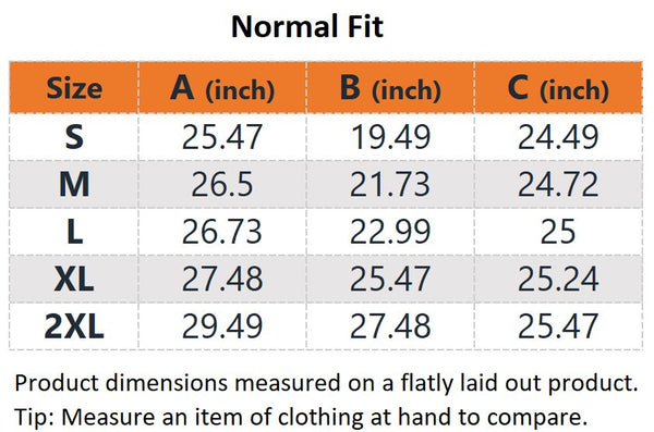 Size Chart - Unisex Hoodie l Fruit of the loom SF76R