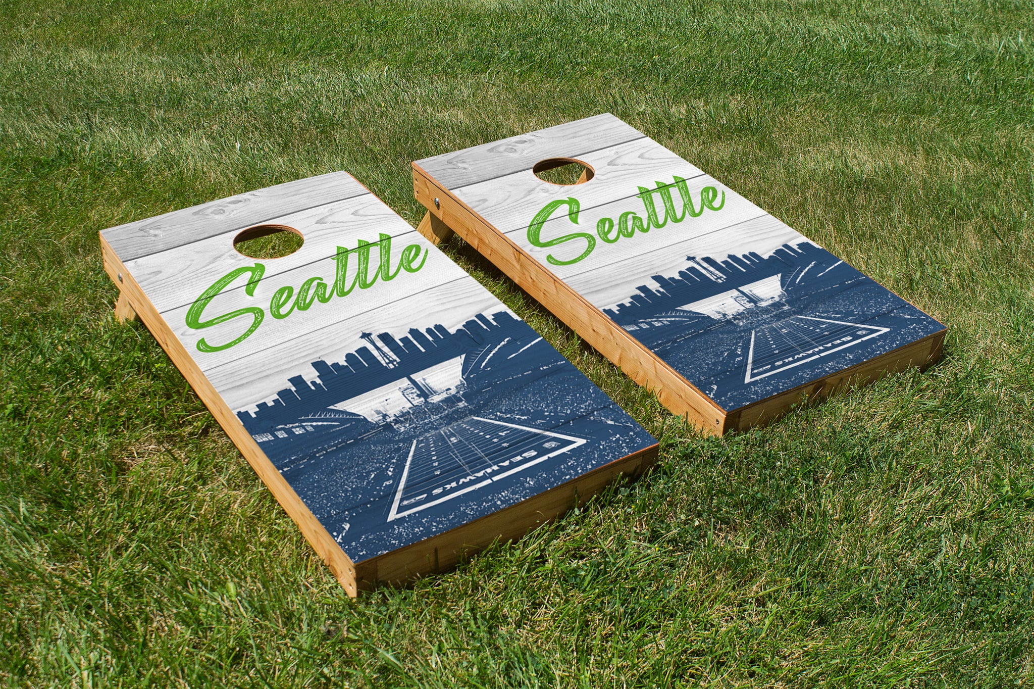 Seattle Seahawks Stadium Skyline - The Cornhole Crew