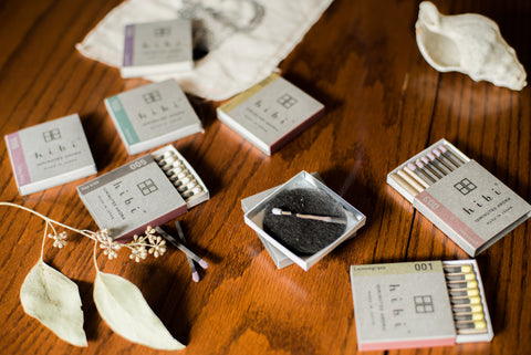 Hibi Incense Matches on table