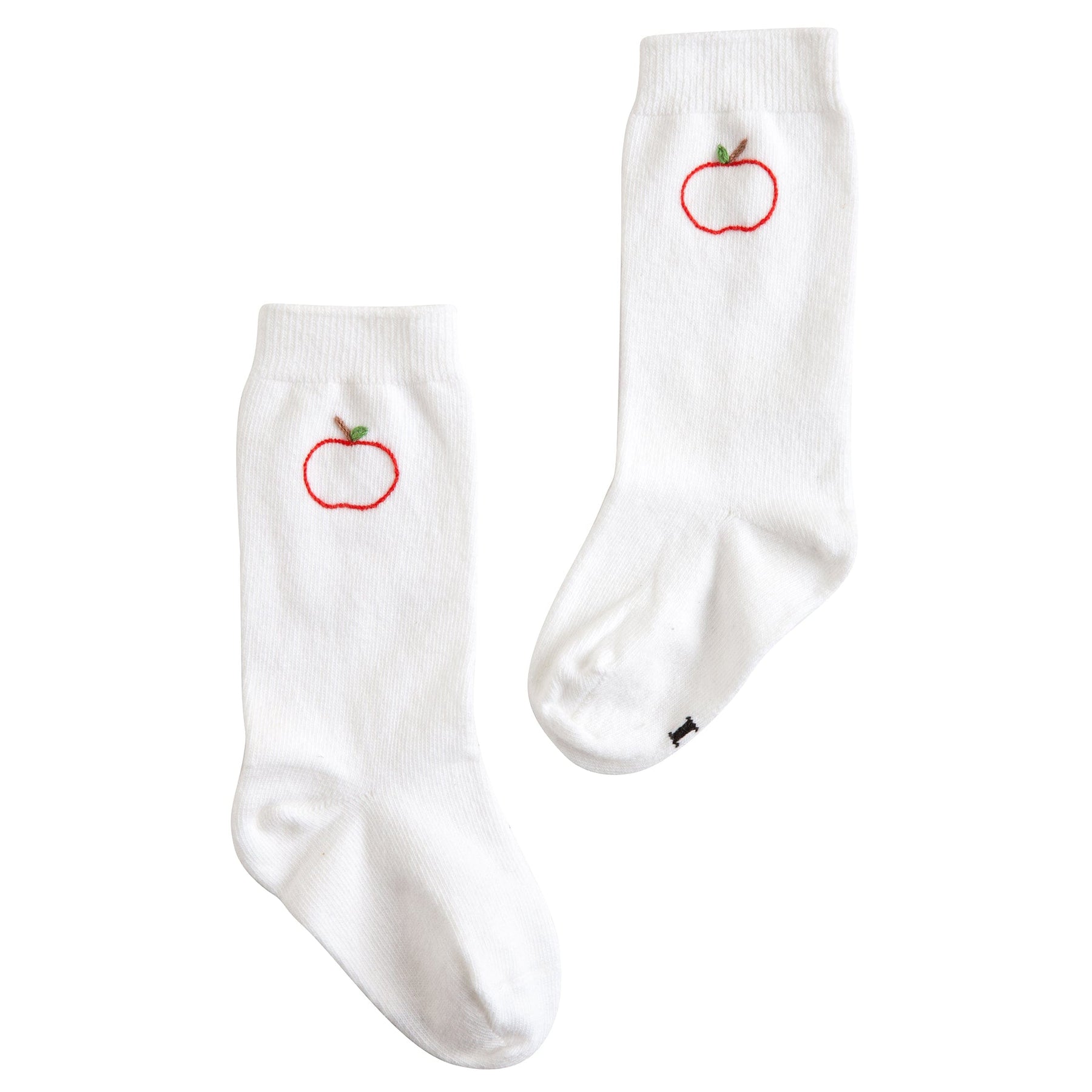 seguridadindustrialcr classic childrens clothing unisex white knee high socks with embroidered apples