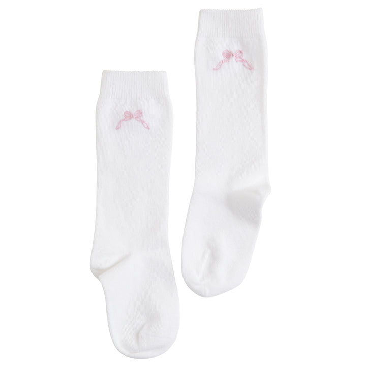 Kids High Socks - Girls Embroidered Blue Bow – Little English